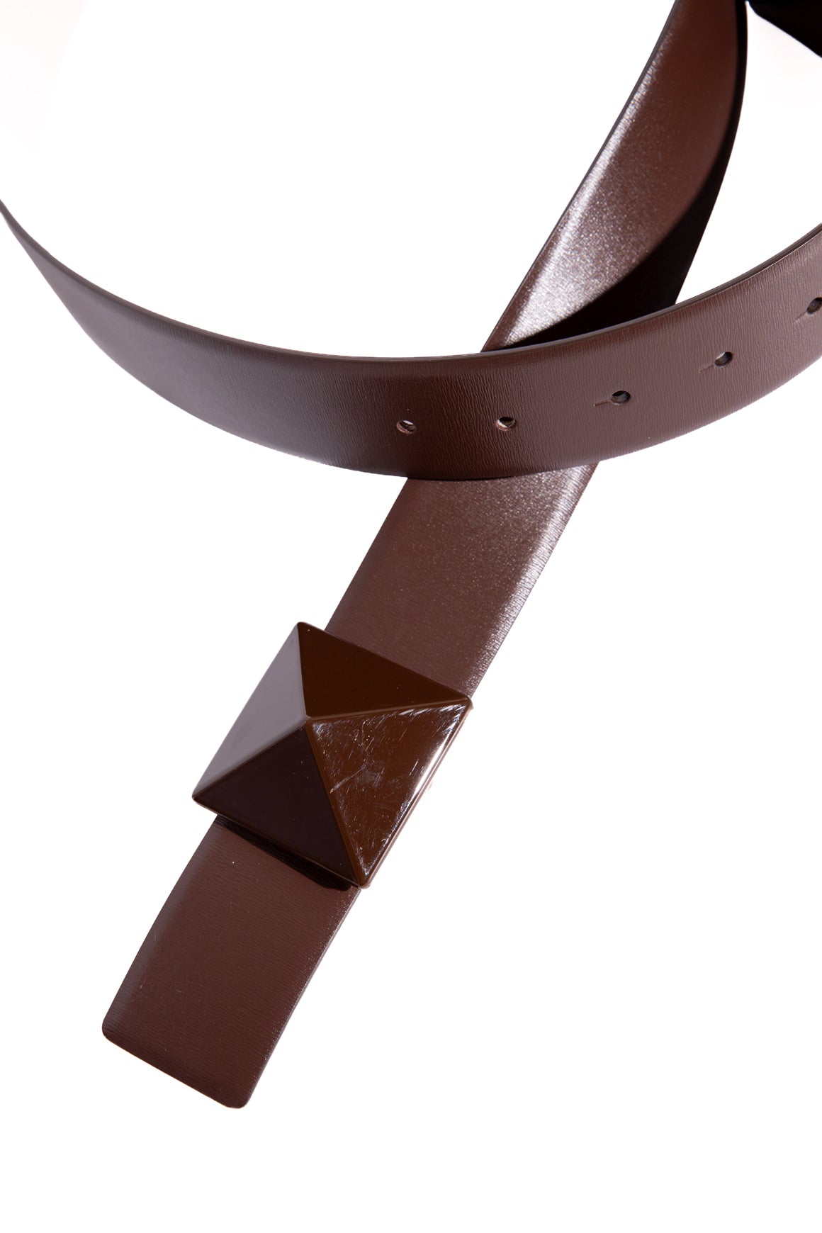 VALENTINO Brown Leather Single Jumbo Rockstud Belt