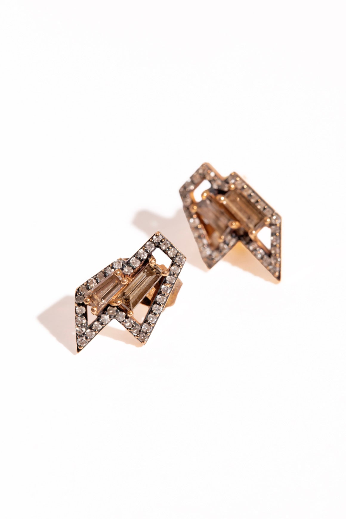 NAK ARMSTRONG 14k Pave Diamond Bolt Studs