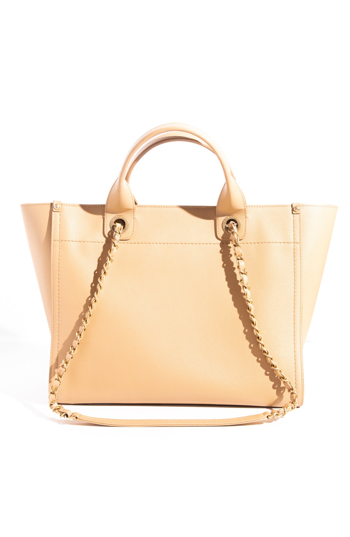 CHANEL Beige Studded Leather Deauville Tote