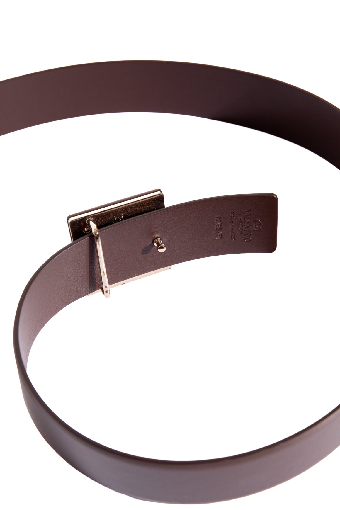 VALENTINO Brown Leather Single Jumbo Rockstud Belt