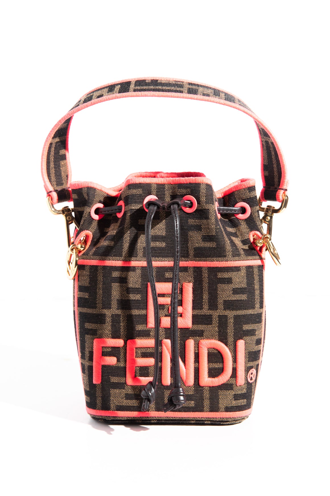 FENDI Brown + Pink Zucca Canvas Mon Tresor