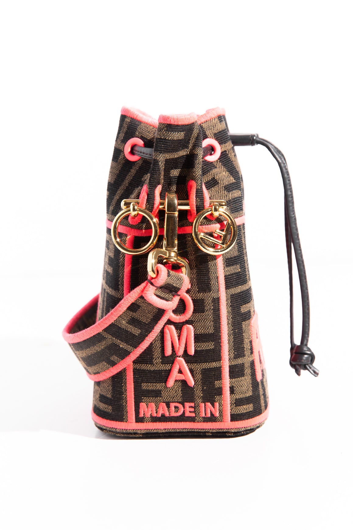FENDI Brown + Pink Zucca Canvas Mon Tresor