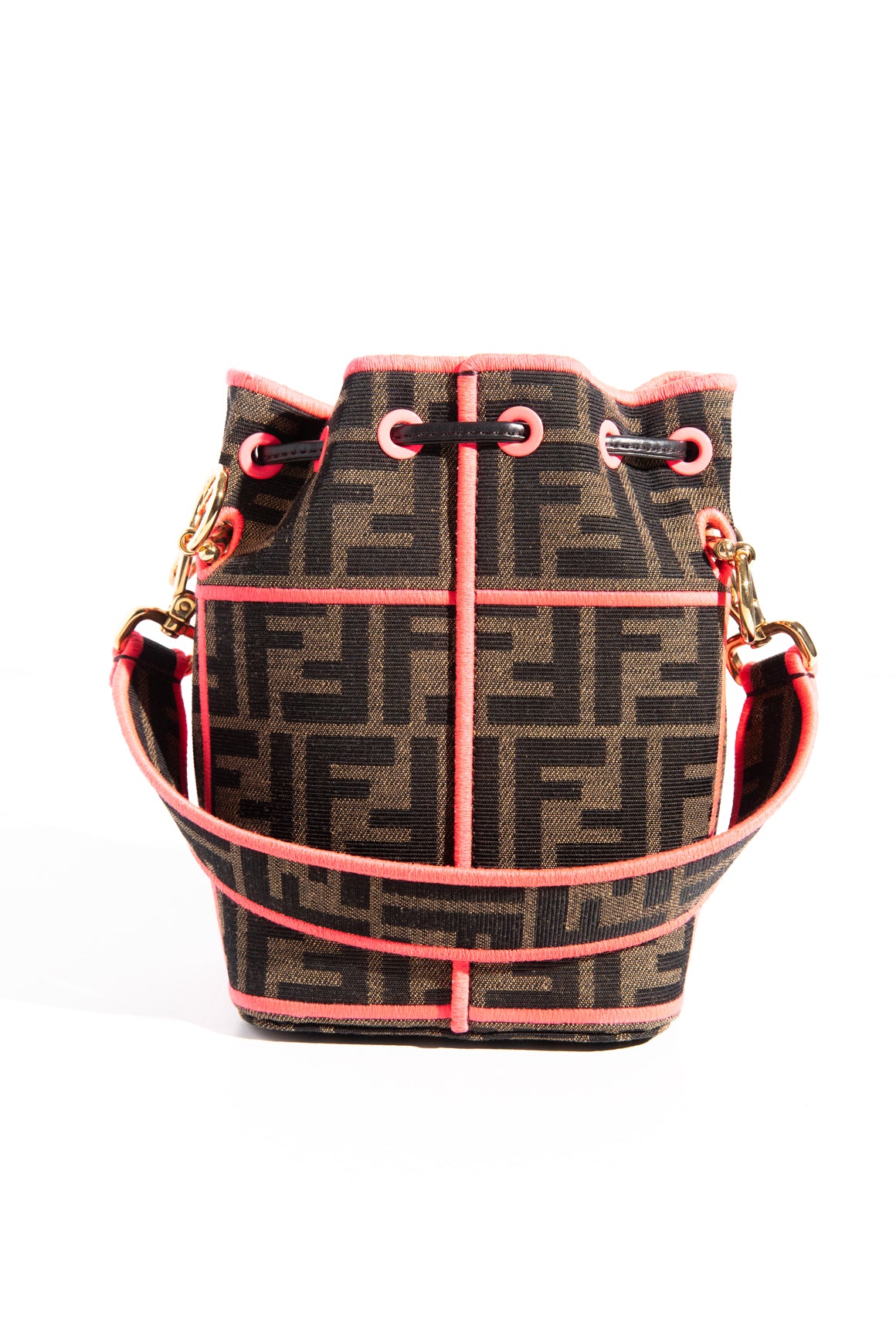 FENDI Brown + Pink Zucca Canvas Mon Tresor