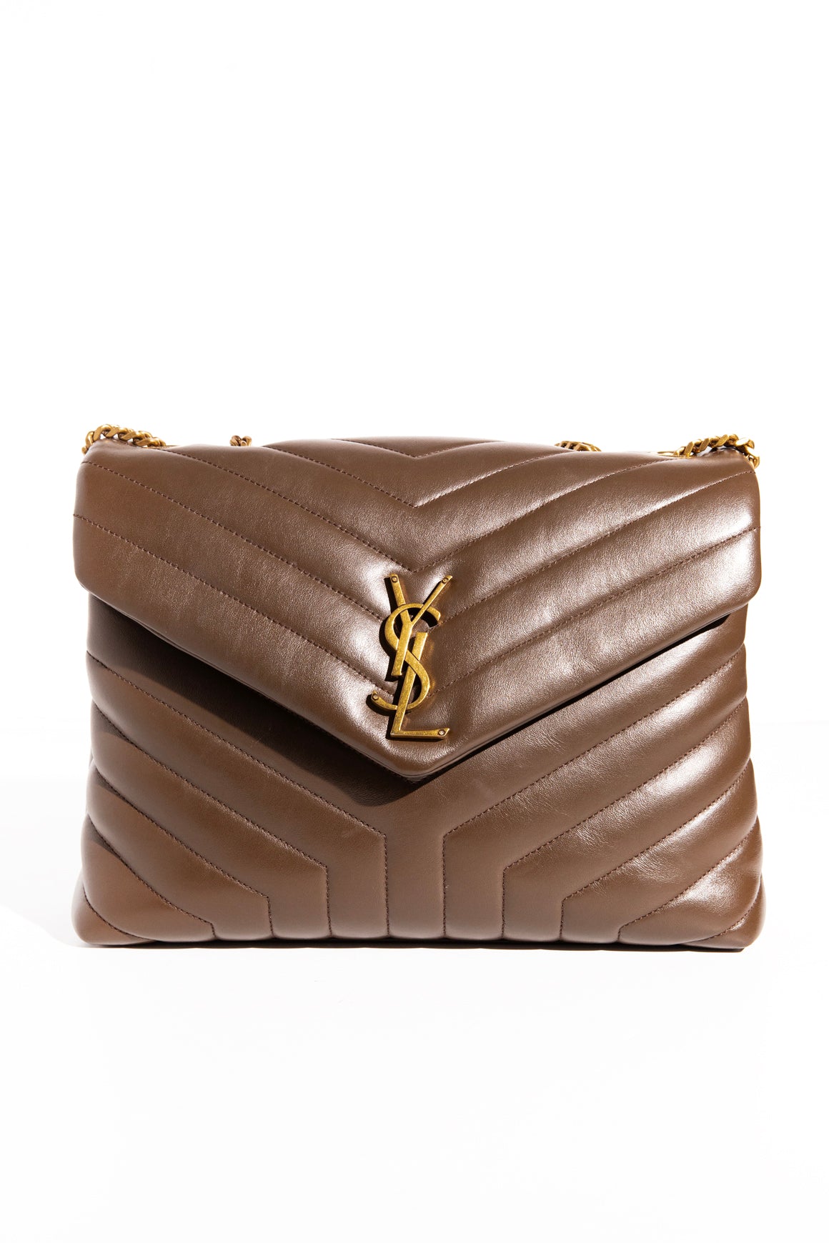 SAINT LAURENT Brown Leather LouLou Bag