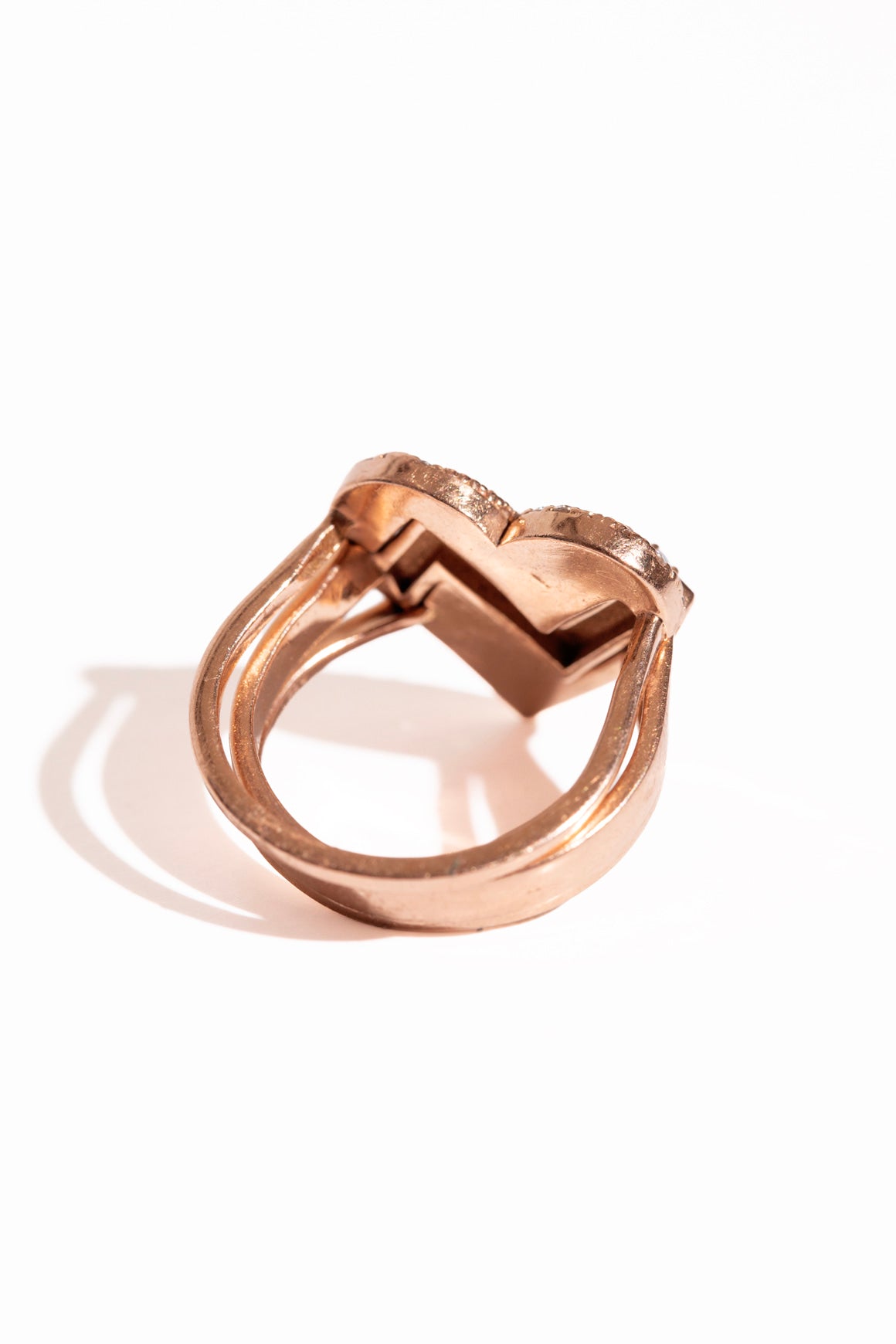 KWIT Rose Gold & White Diamond Heart Stacking Rings