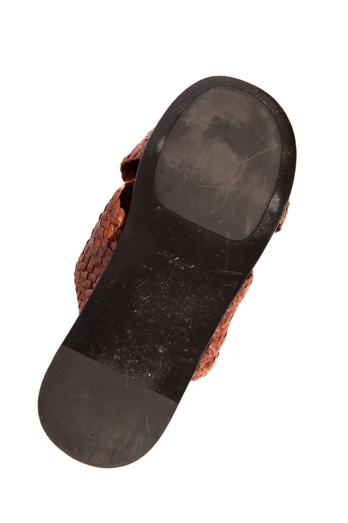 PRADA Borwn Woven Cross Strap Sandals (Sz. 38)