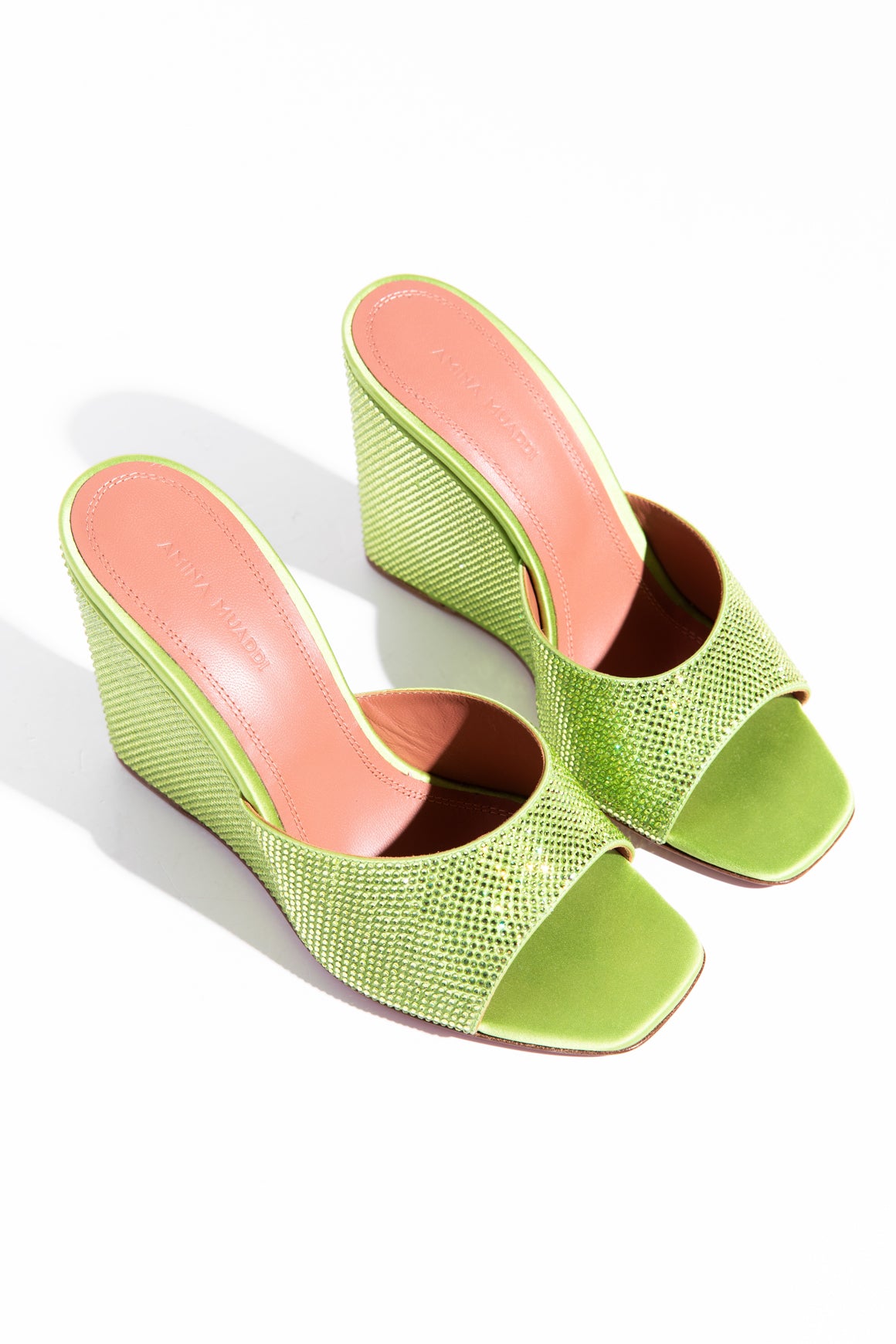 AMINA MUADDI Green Crystal "Lupita" Wedges (Sz. 37)