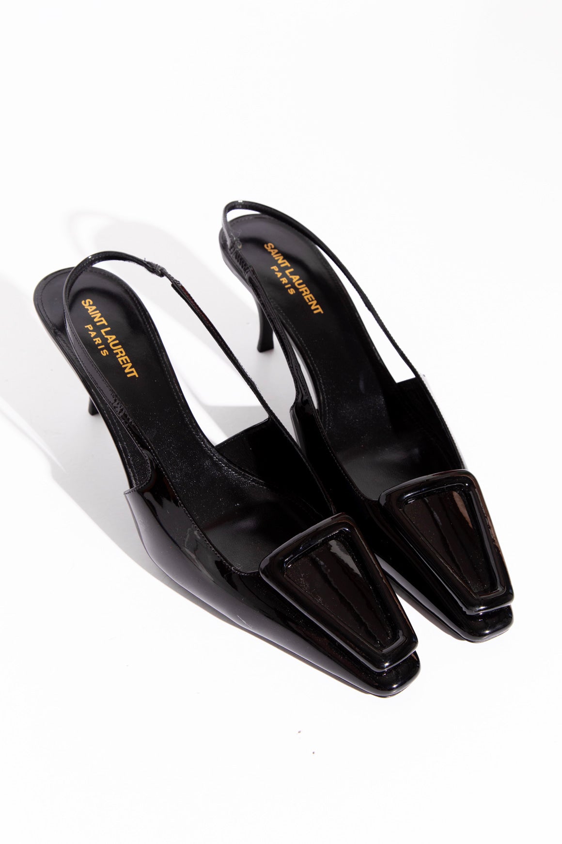 SAINT LAURENT Patent Leather Slingbacks (Sz. 40)