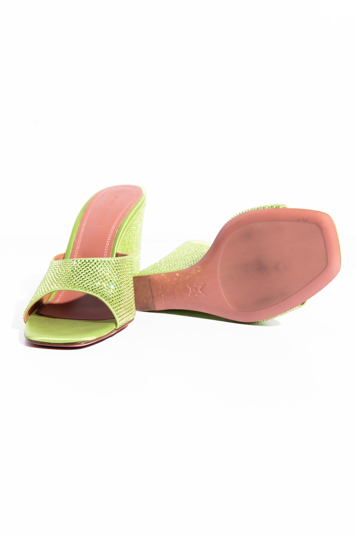 AMINA MUADDI Green Crystal "Lupita" Wedges (Sz. 37)