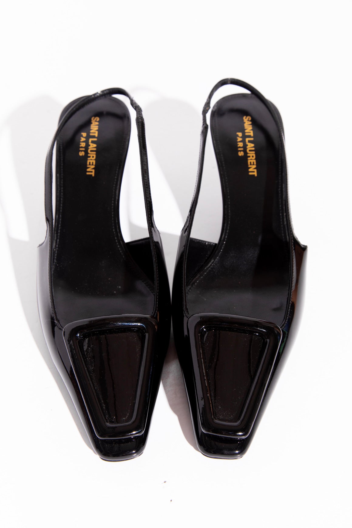 SAINT LAURENT Patent Leather Slingbacks (Sz. 40)