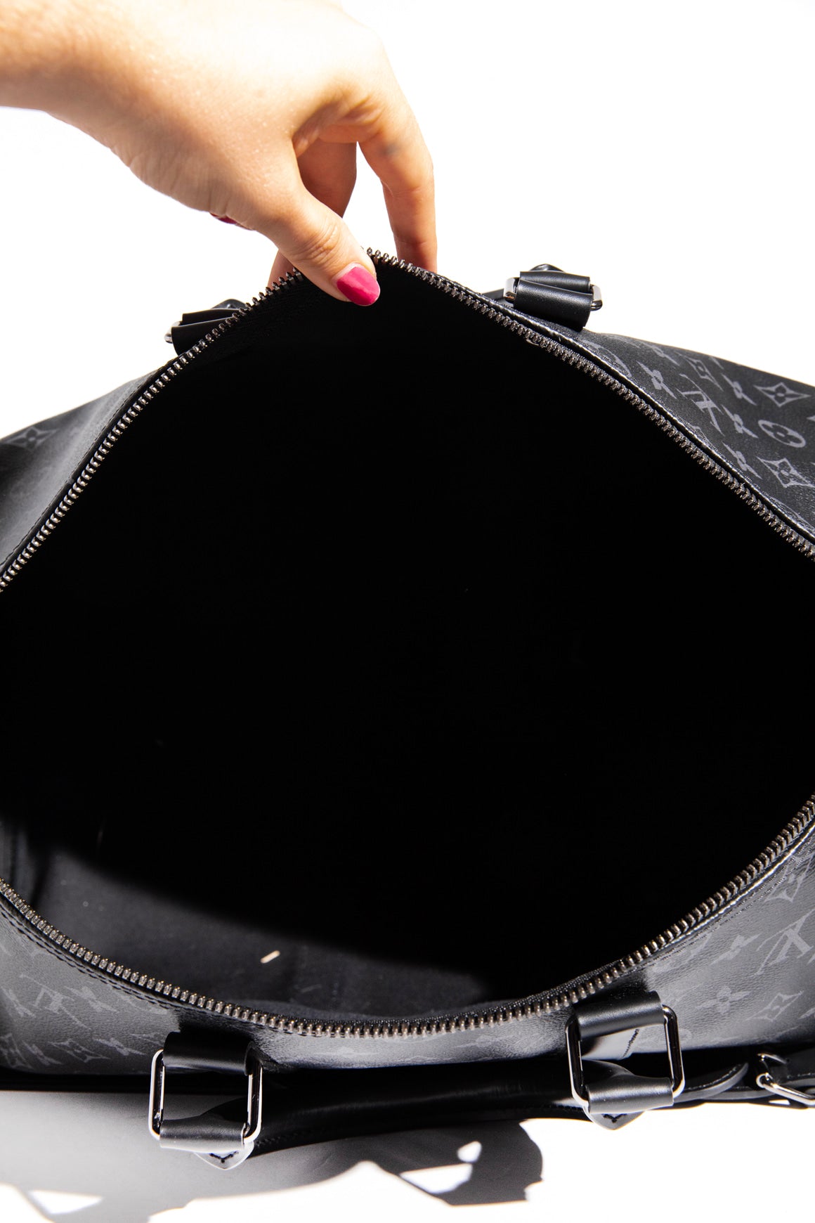 LOUIS VUITTON Black and Gray Keepall Bandouliere 45