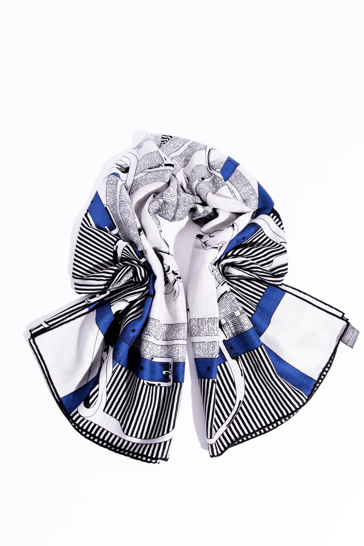 HERMES Navy and Grey "Mors a Jouets" Cashmere Scarf