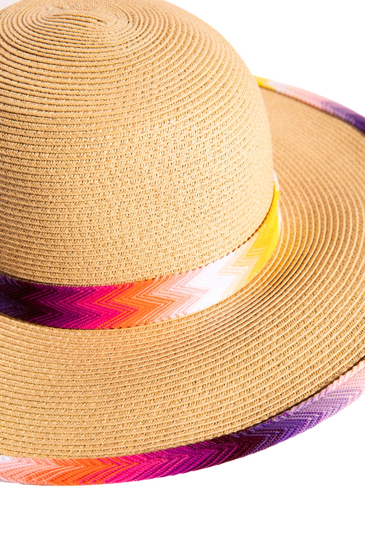 MISSONI Raffia Chevron Wide Straw Hat