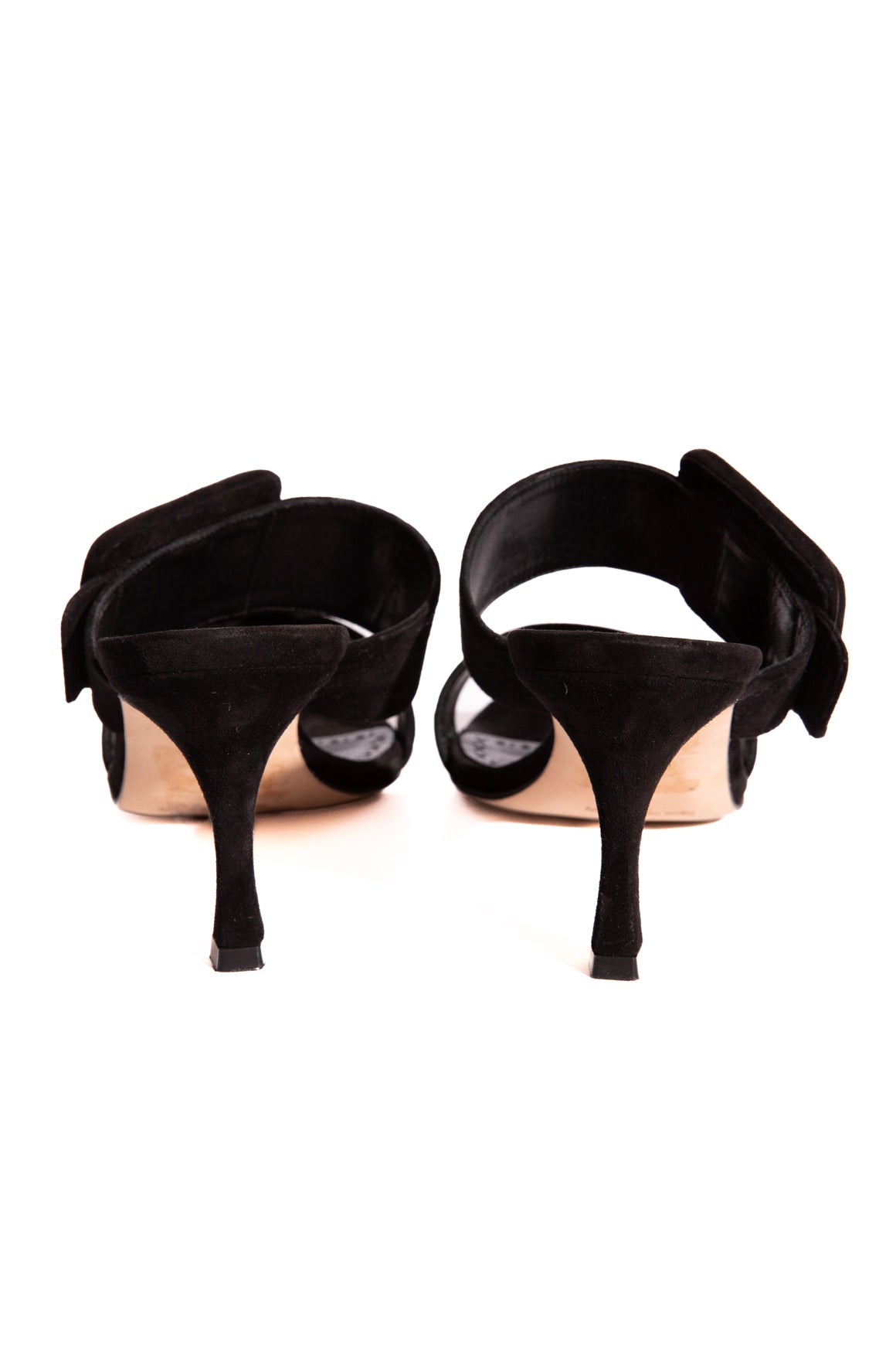 MANOLO BLAHNIK Black Suede Buckle Heels (Sz. 37)