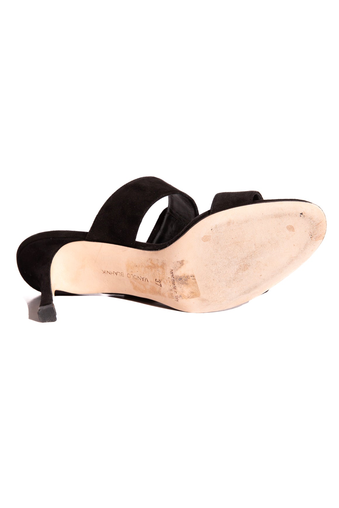 MANOLO BLAHNIK Black Suede Buckle Heels (Sz. 37)
