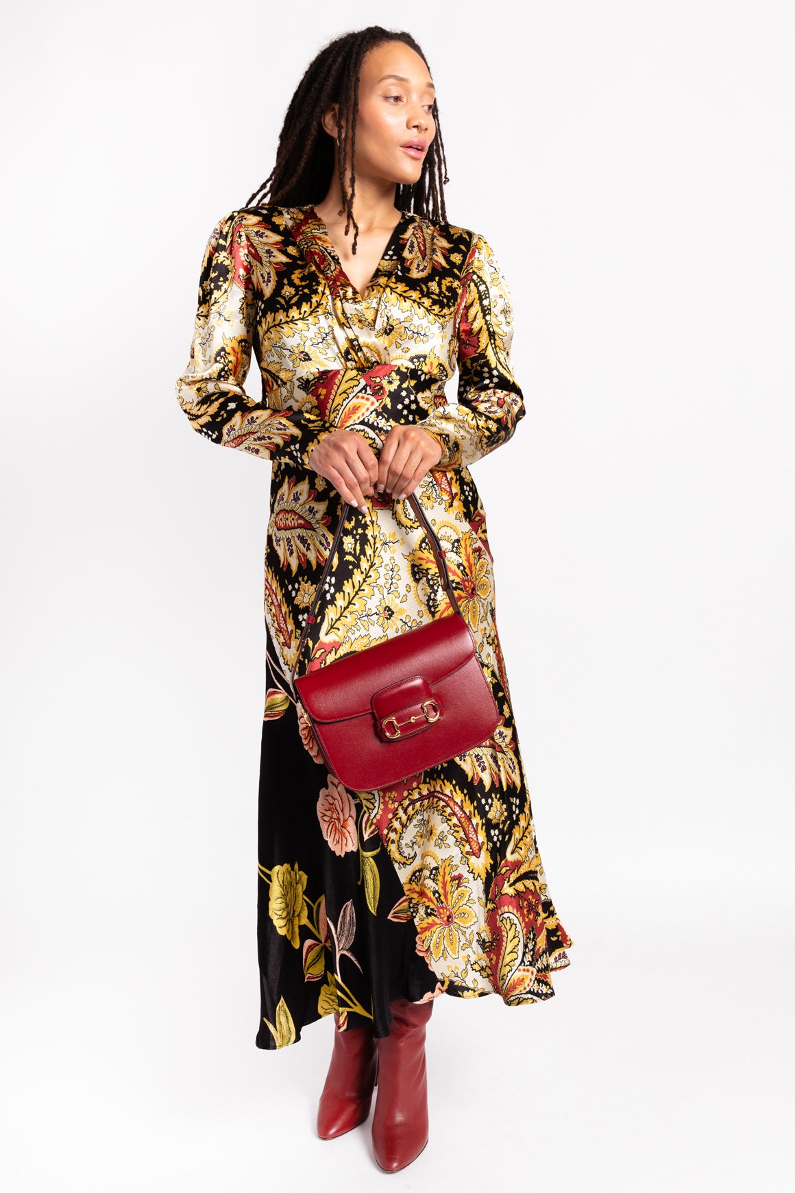 ETRO Black, Red, & Gold Paisley Maxi Dress