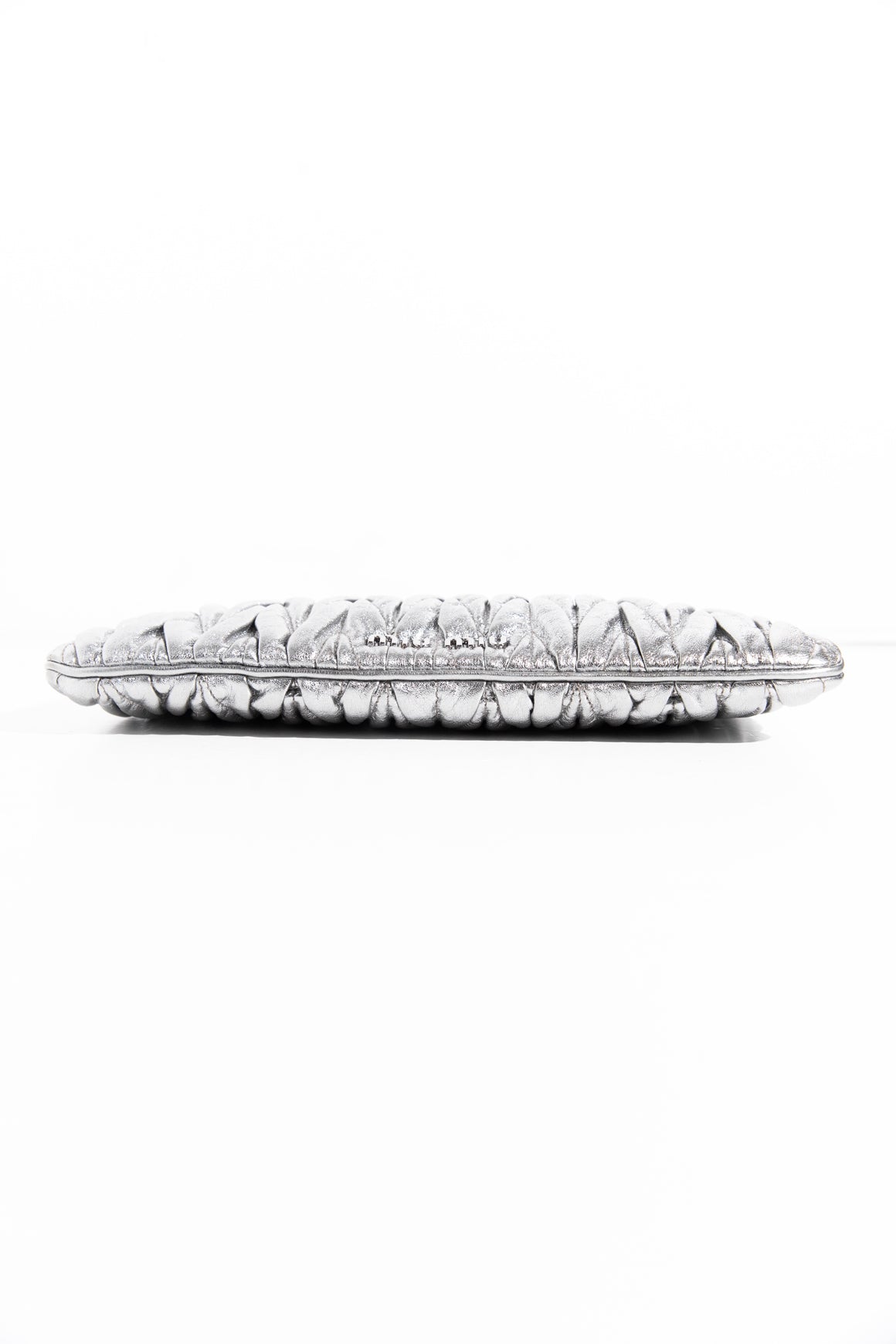 MIU MIU Silver Matelasse Leather Clutch