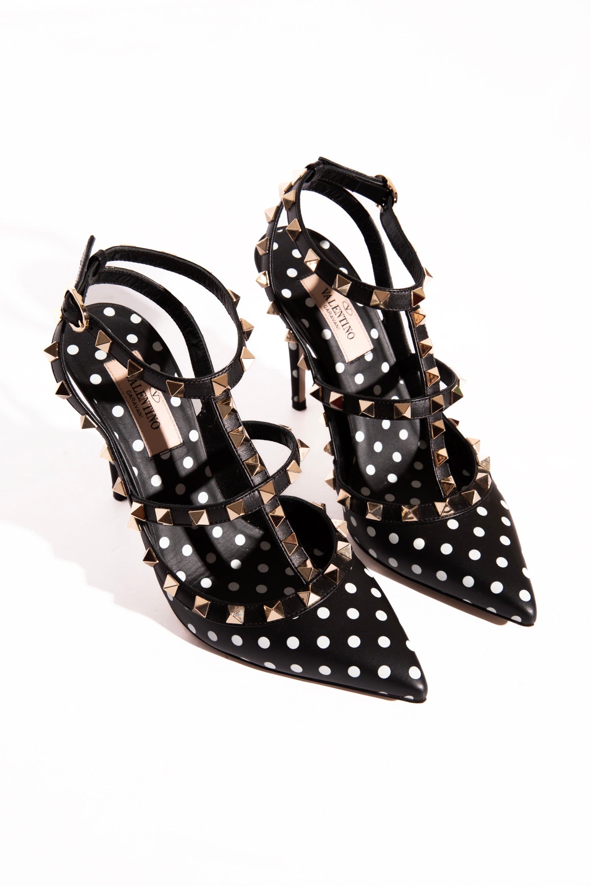 VALENTINO Polka Dot Rockstud Caged Pumps (Sz. 36)