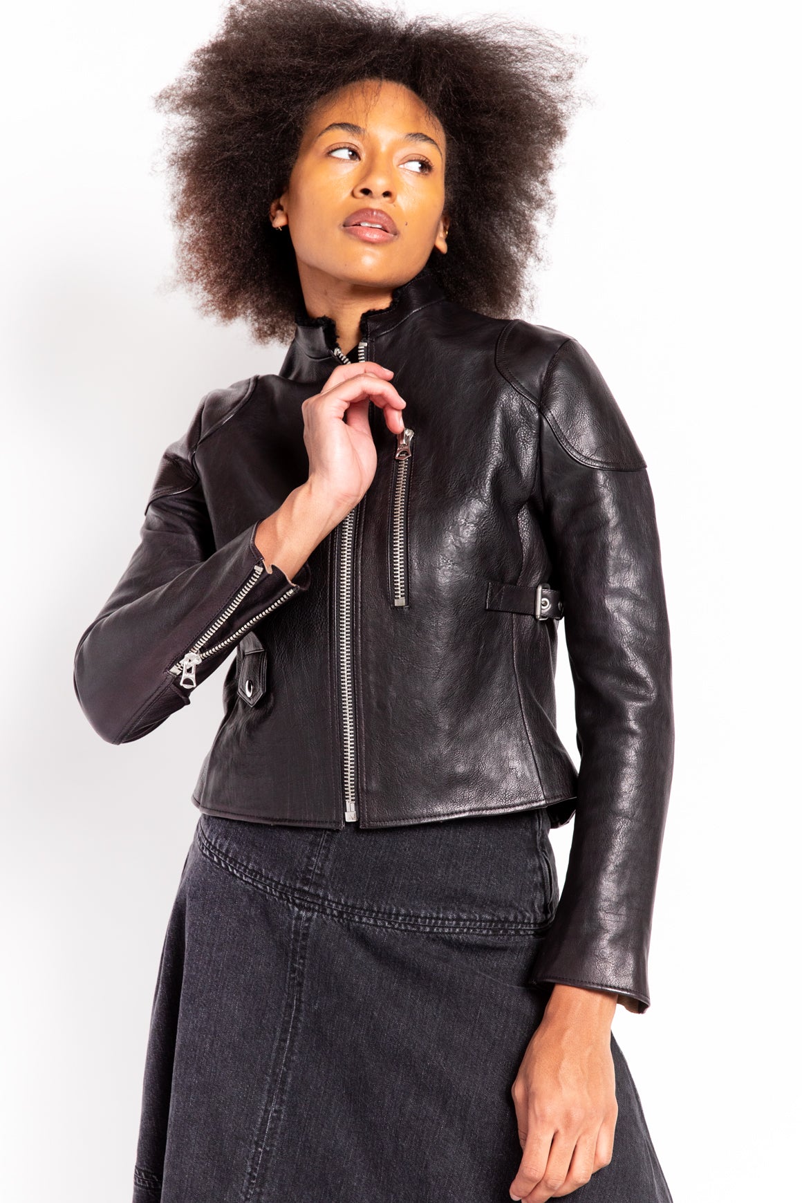 ACNE STUDIOS Black Mabel Leather Jacket