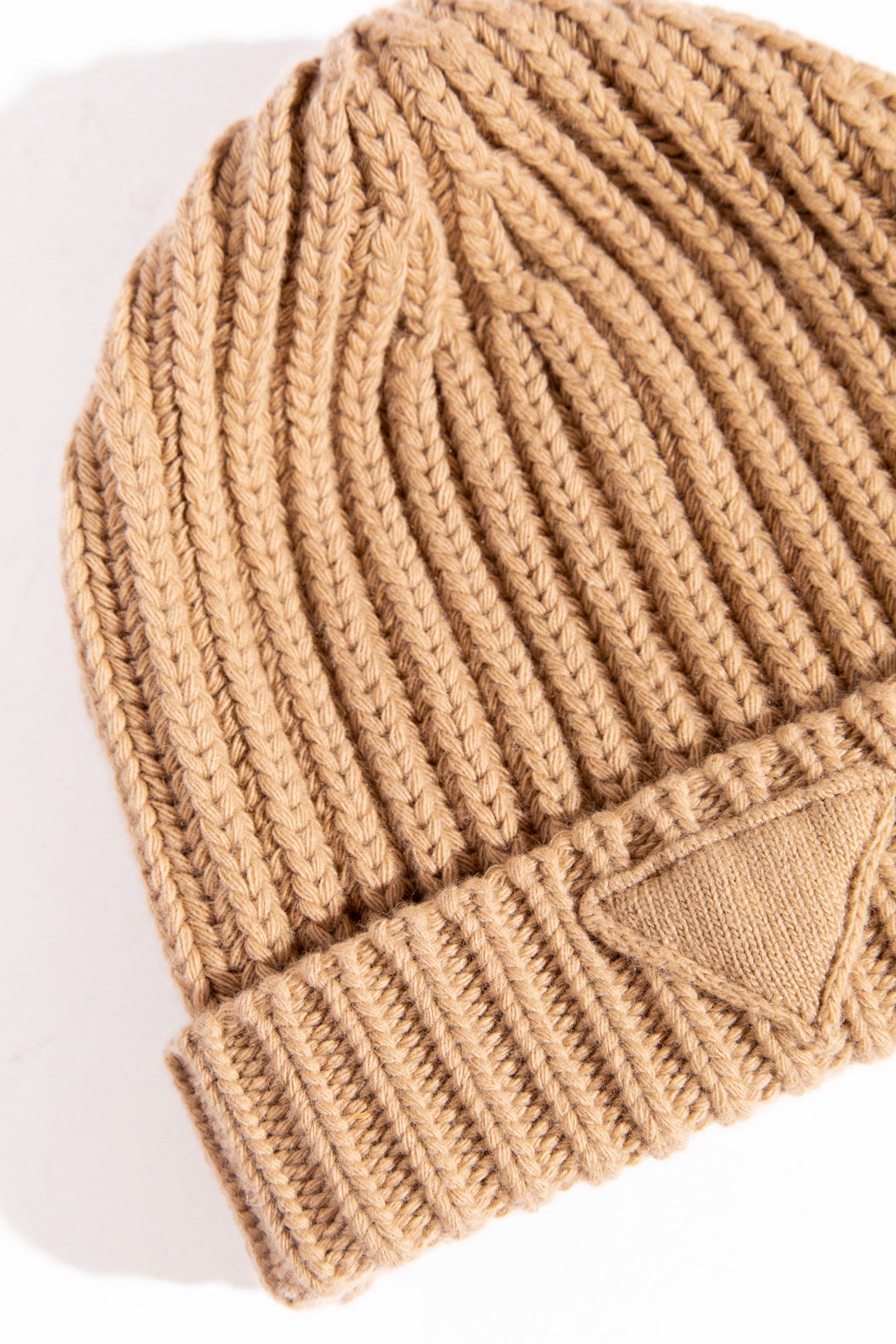 PRADA Tan Triangle Emblem Knit Beanie