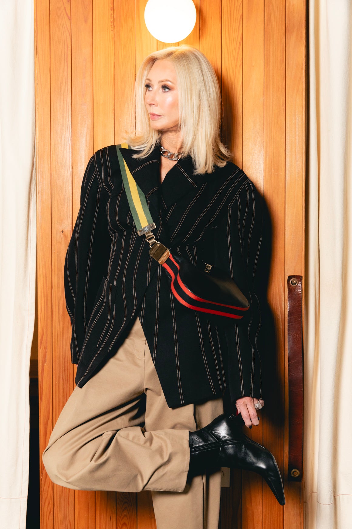 GUCCI Attache Web Stripe Small Leather Crossbody Bag