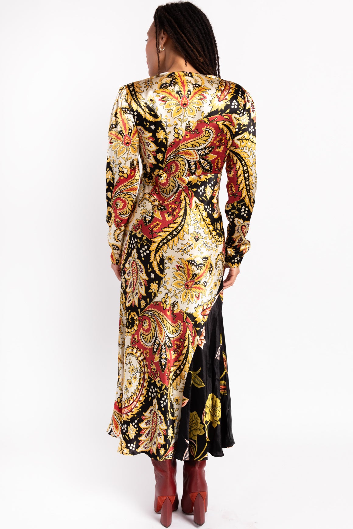 ETRO Black, Red, 
Gold Paisley Maxi Dress