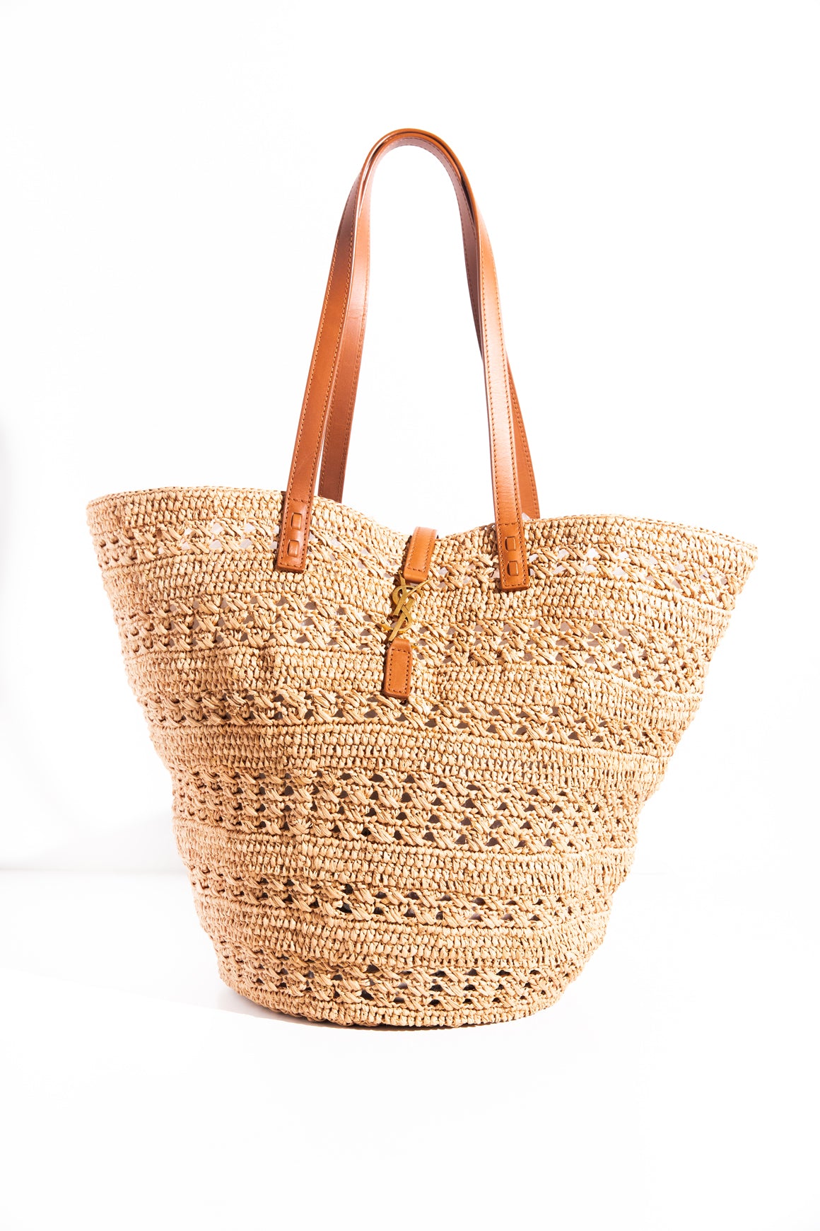 SAINT LAURENT Natural Medium Raffia Tote