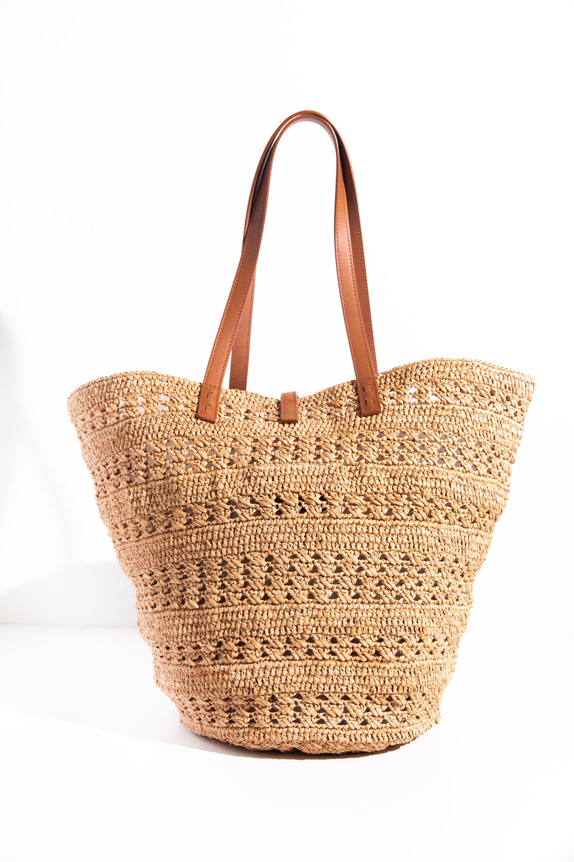 SAINT LAURENT Natural Medium Raffia Tote