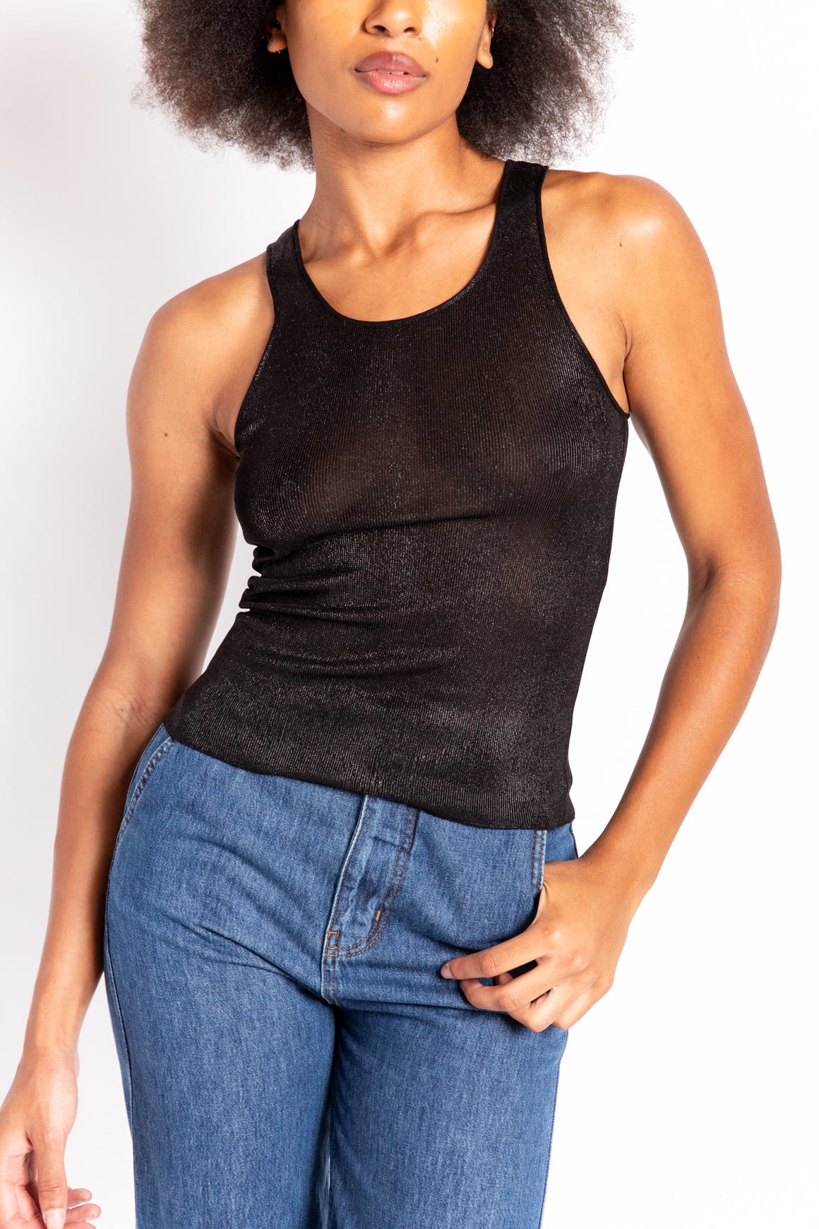 TOM FORD Black Metallic Tank Top