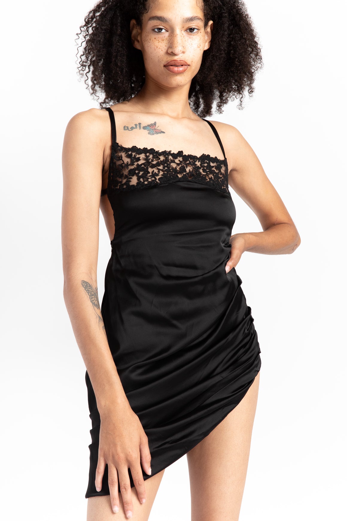 JACQUEMUS Black Satin Mini Dress