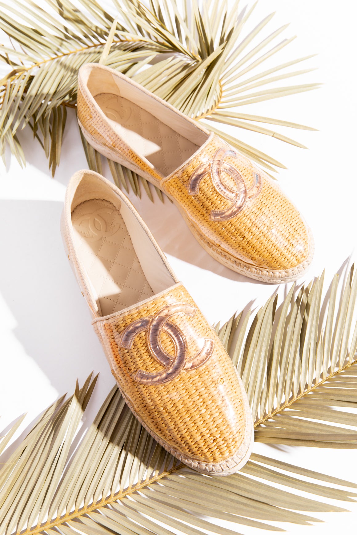 CHANEL PVC & Straw CC Espadrilles (Sz. 42)