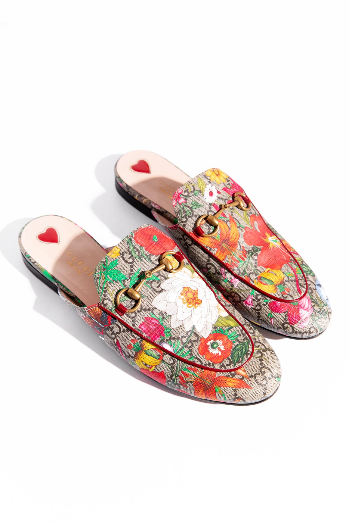 GUCCI GG Supreme Flora "Princetown" Mules (Sz. 39)