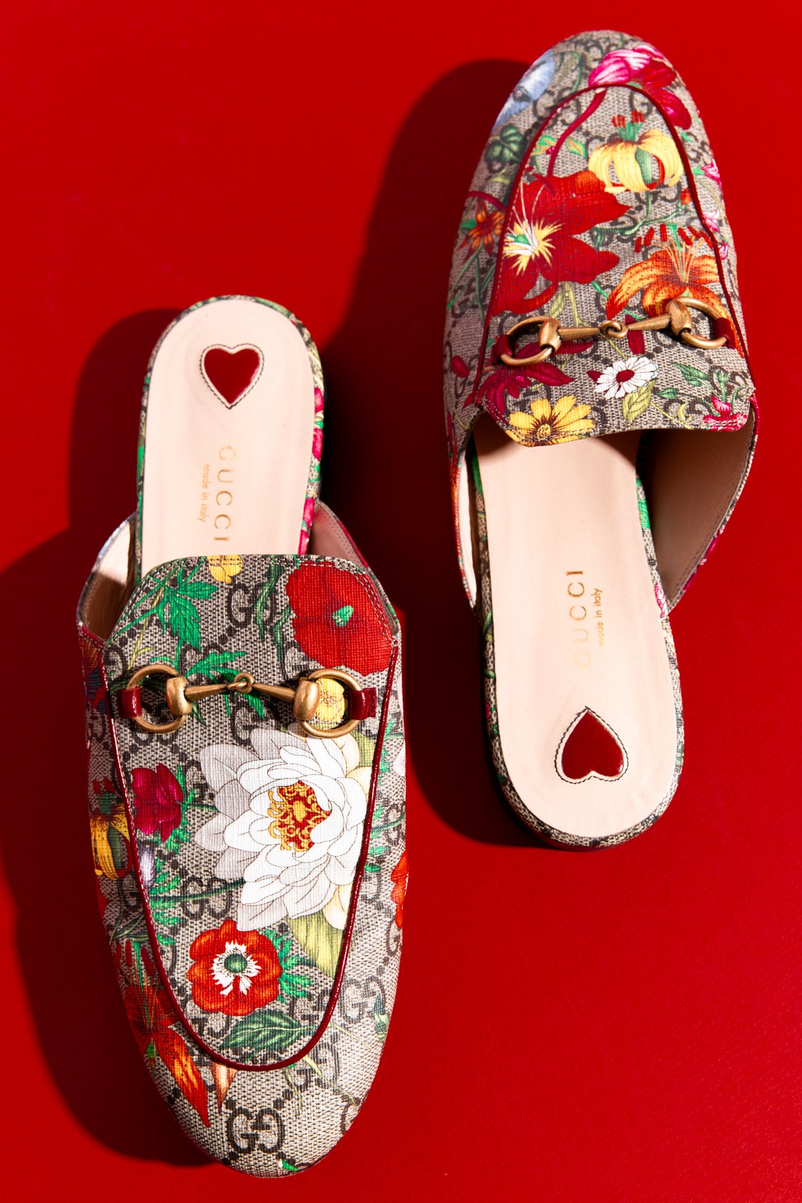 GUCCI GG Supreme Flora "Princetown" Mules (Sz. 39)