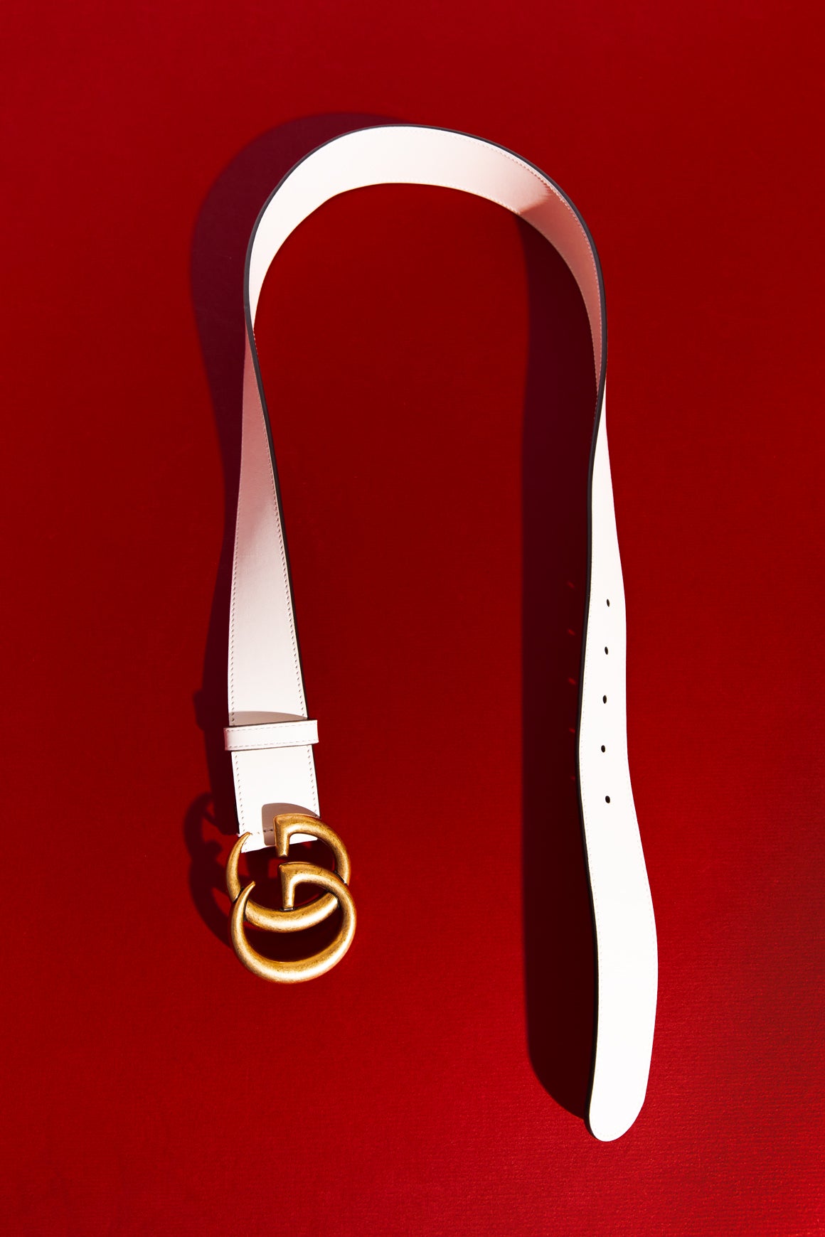 GUCCI White Leather GG Marmont Wide Belt