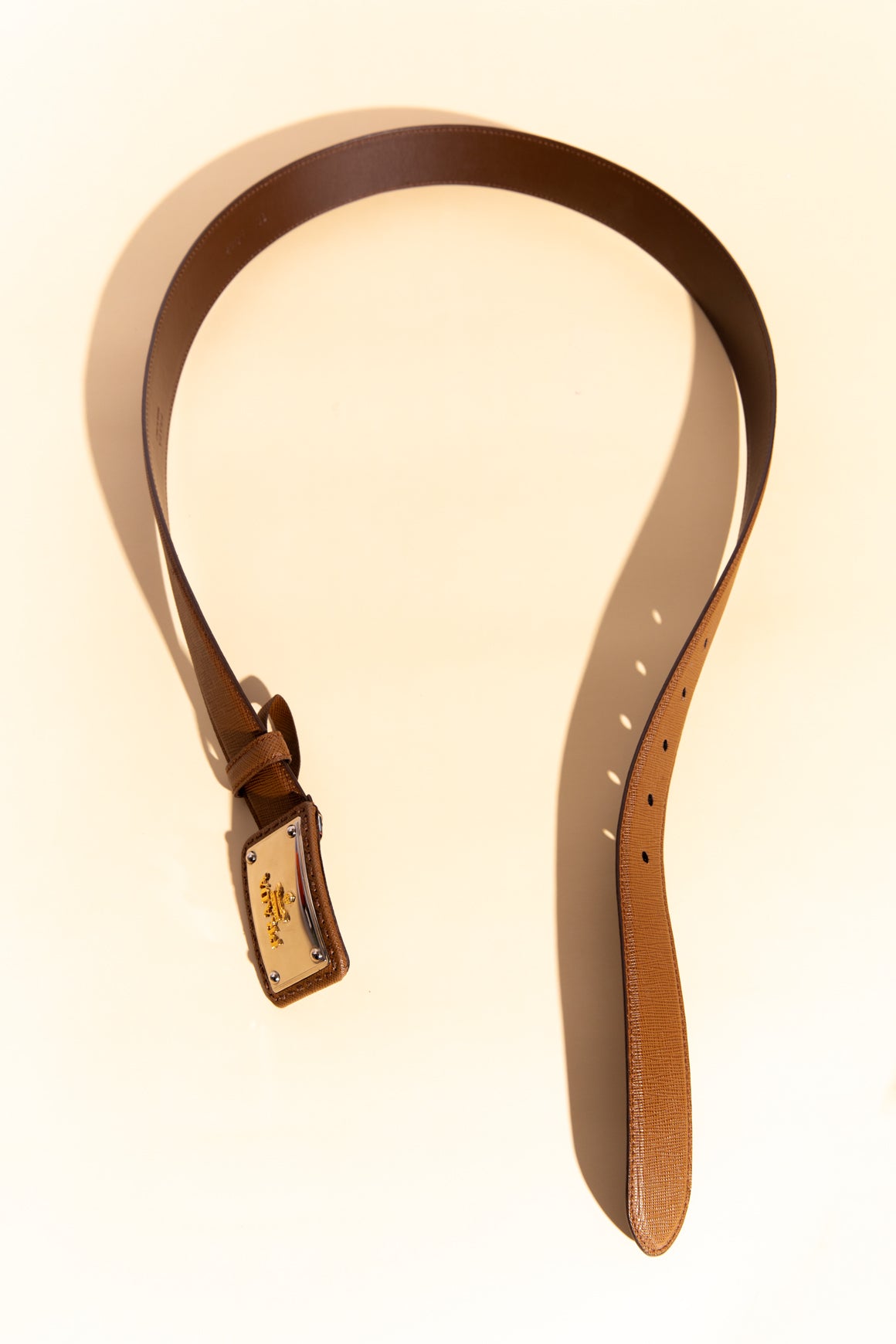 PRADA Brown Saffiano Leather Belt