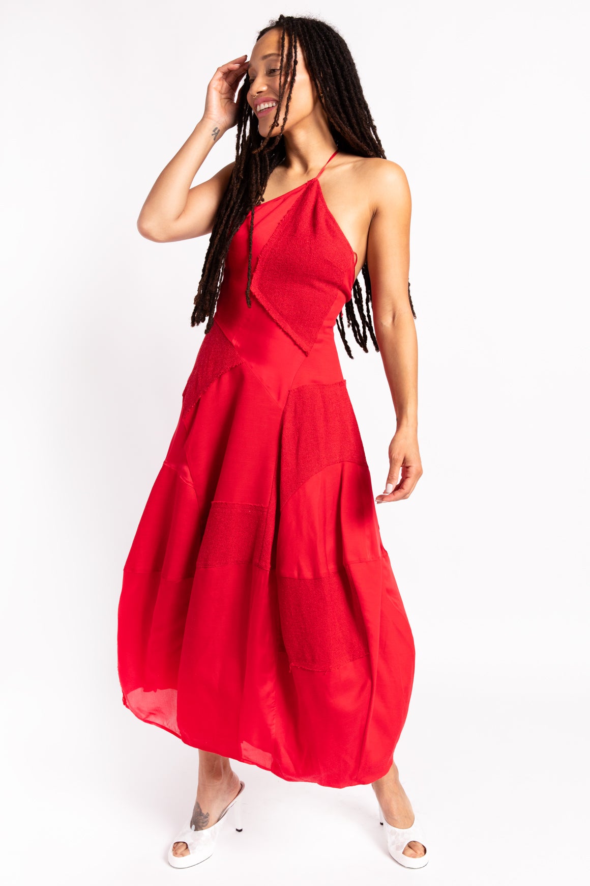 CULT GAIA Red Patchwork "Cienna" Midi Dress