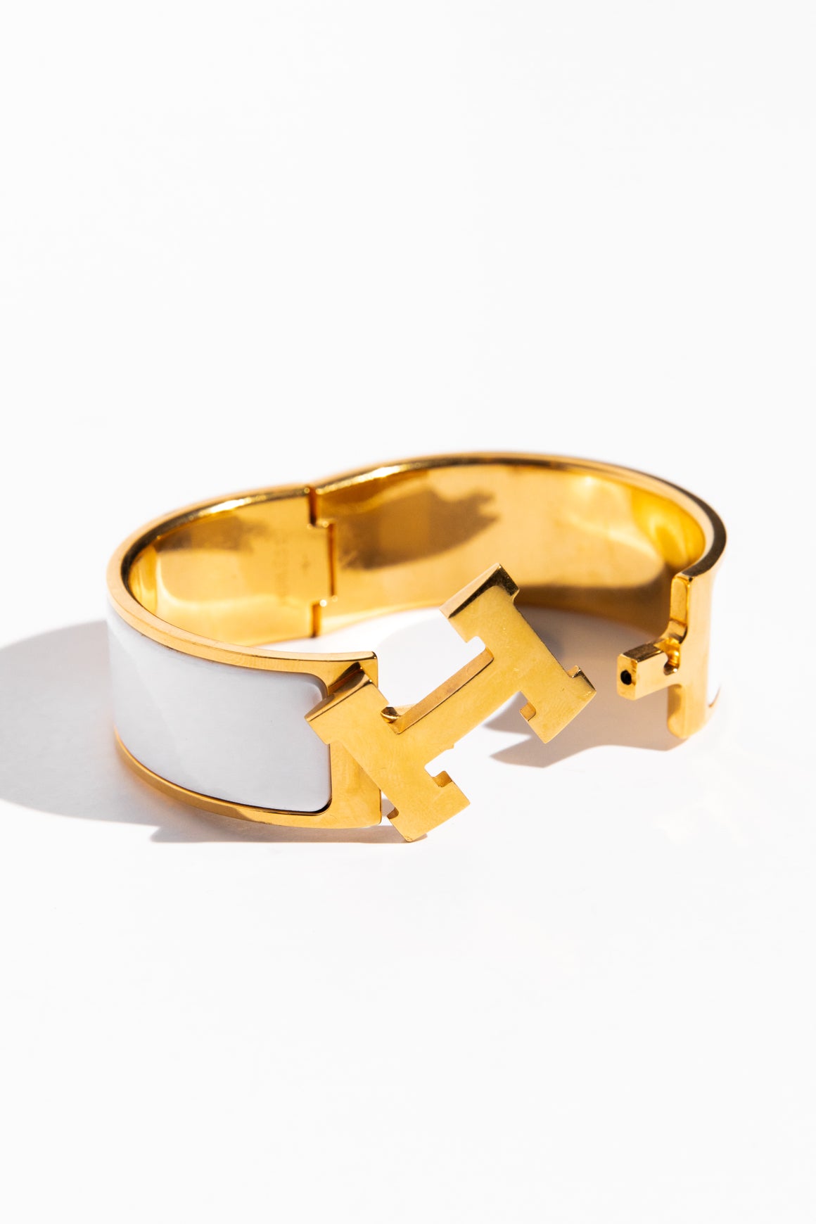 HERMES White Clic Clac H Bracelet