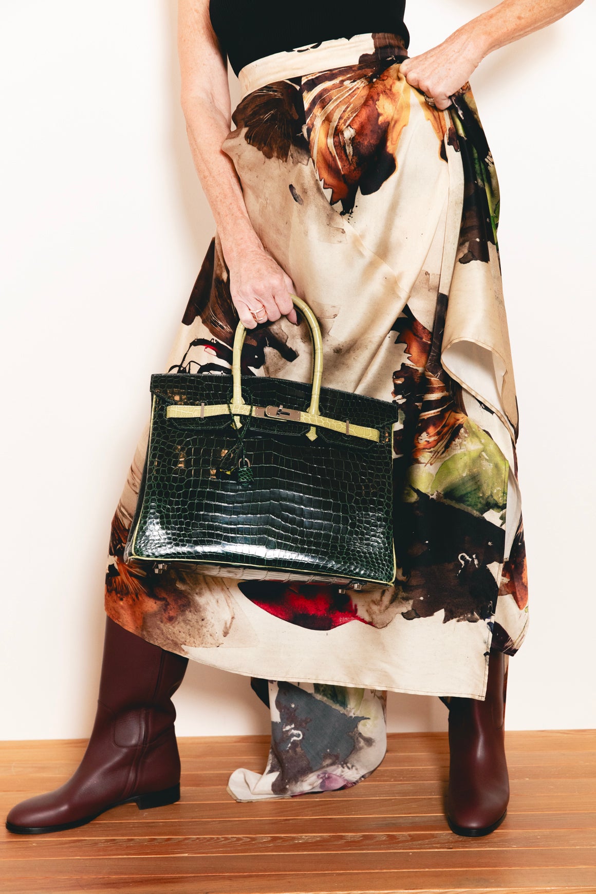 HERMES Birkin 35 In Shiny Porosus Crocodile