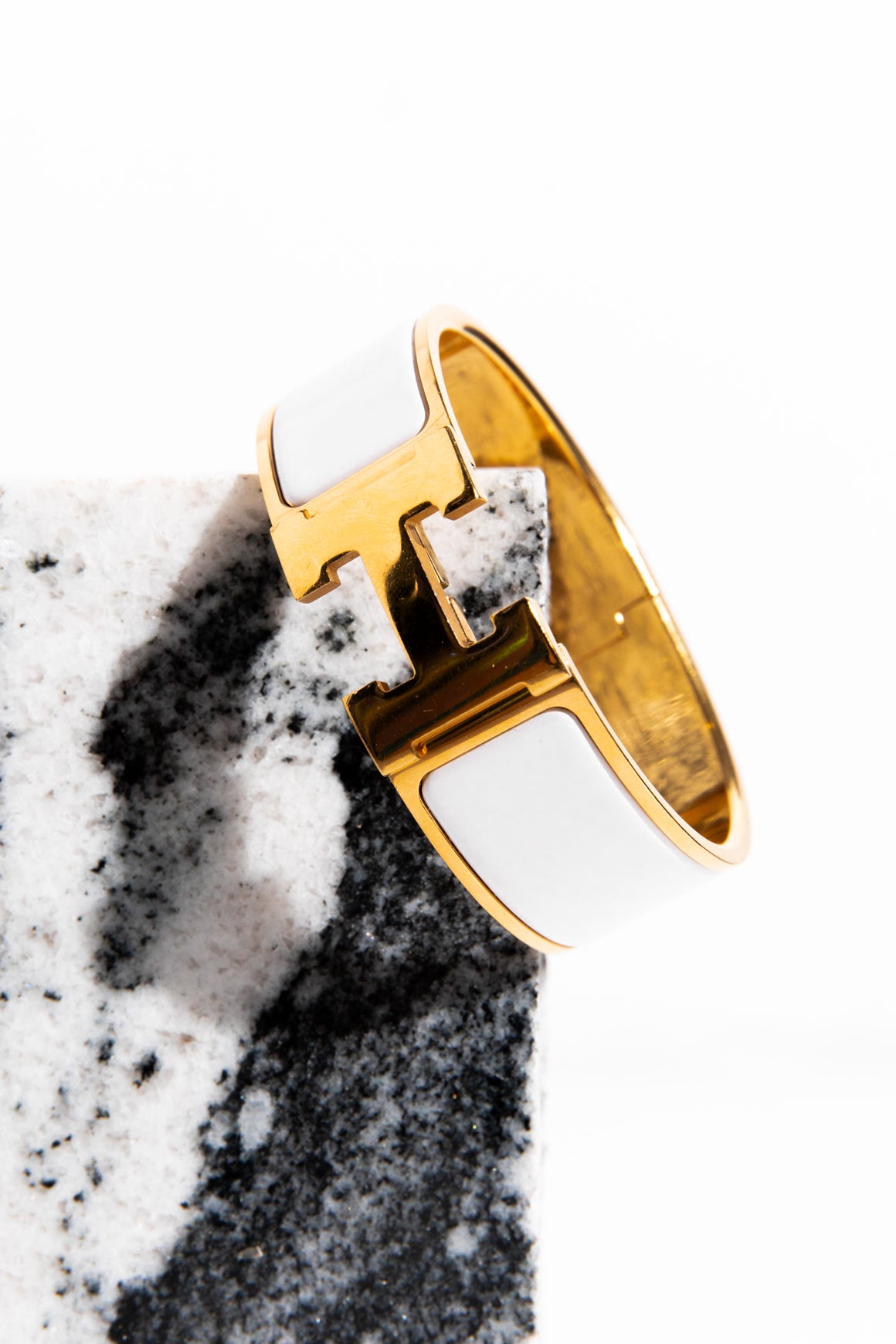 HERMES White Clic Clac H Bracelet