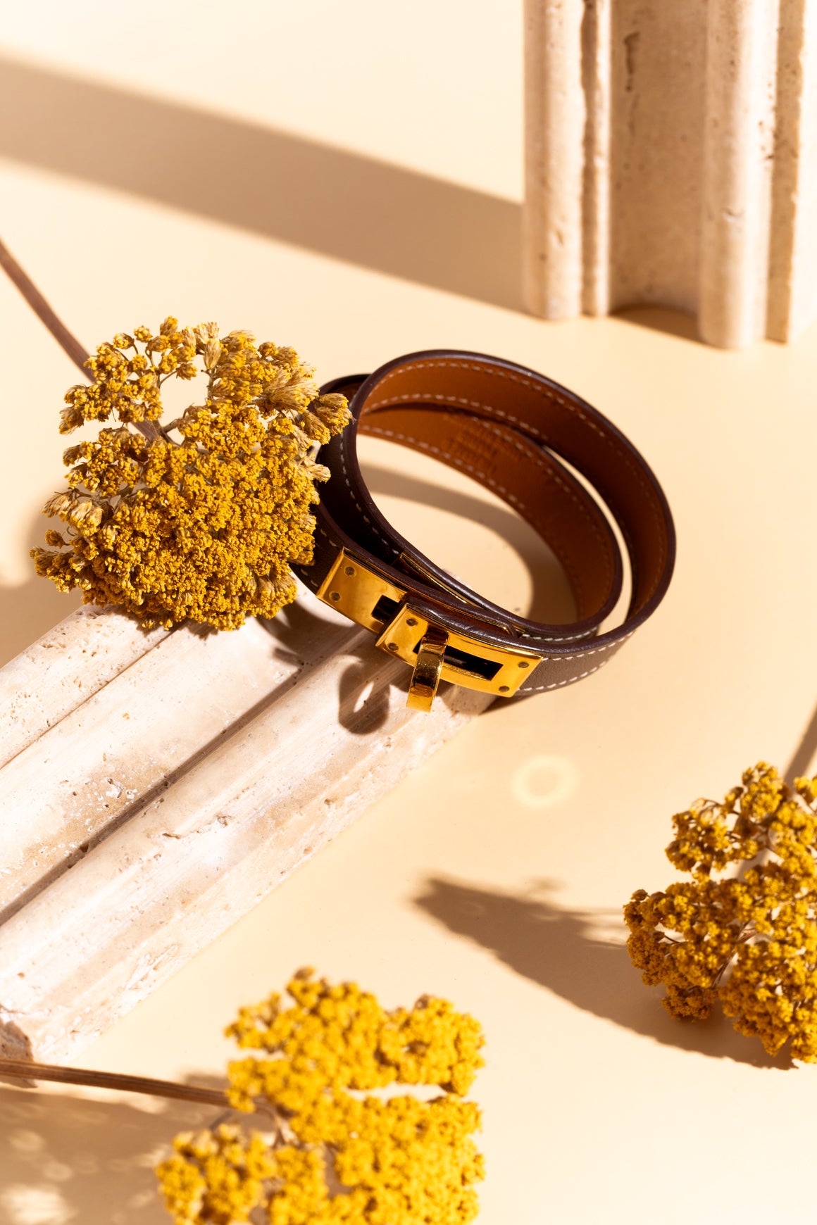 HERMES Taupe Kelly Double Tour Bracelet