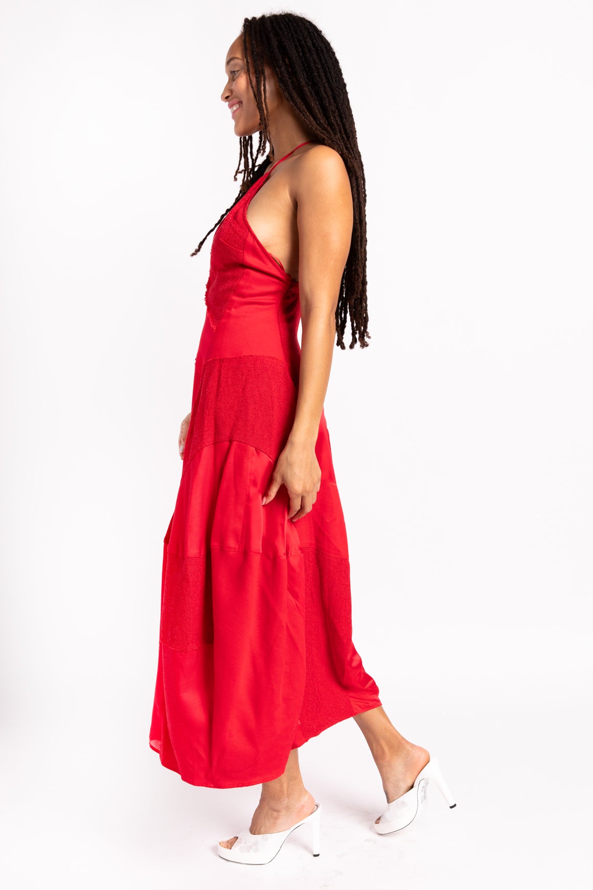 CULT GAIA Red Patchwork "Cienna" Midi Dress