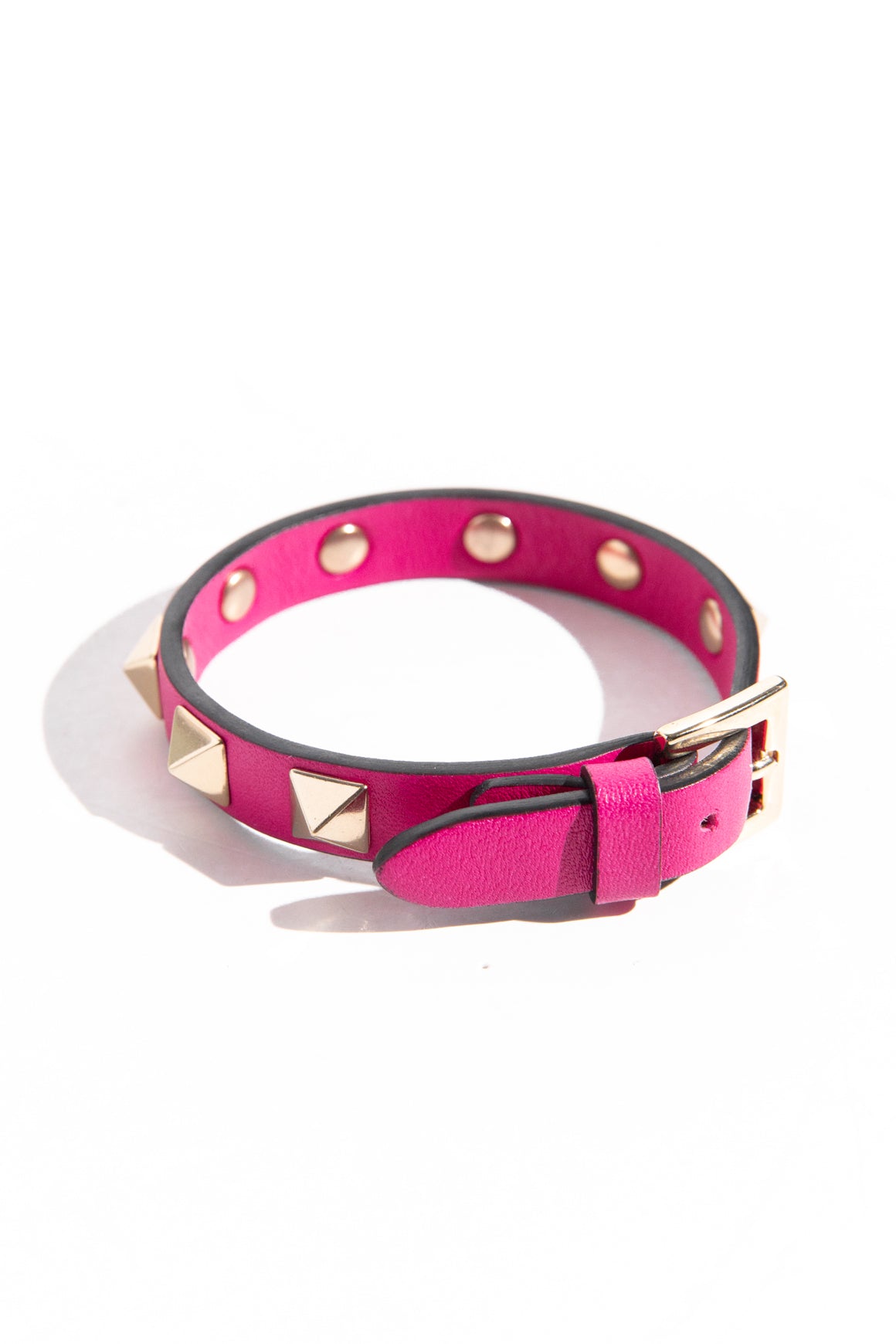VALENTINO Pink Rockstud Leather Bracelet