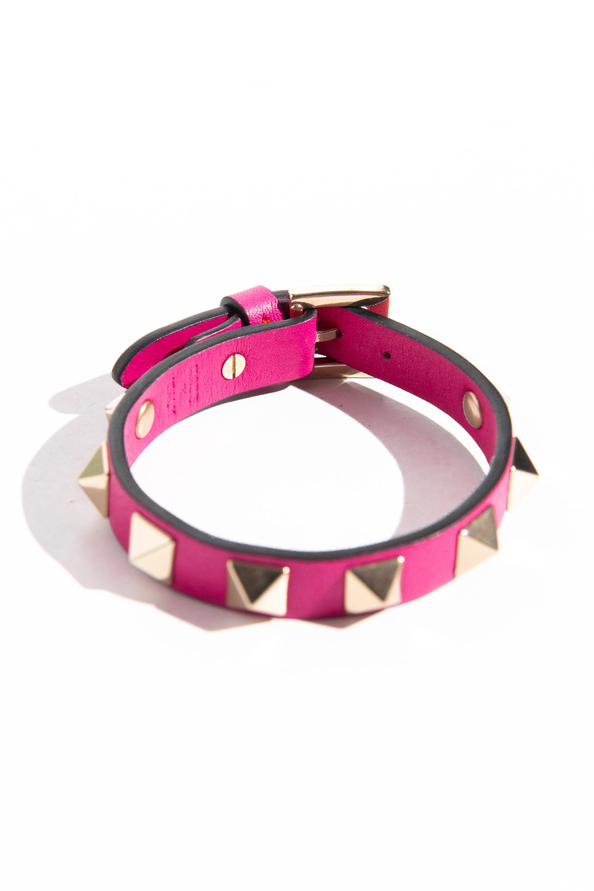 VALENTINO Pink Rockstud Leather Bracelet