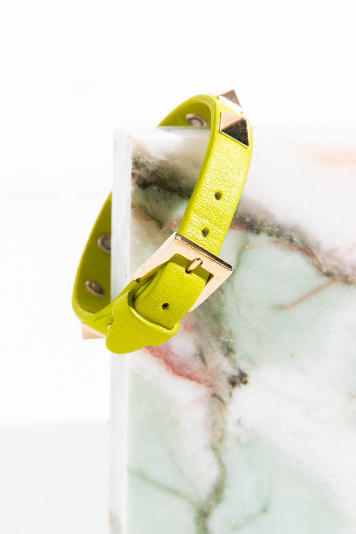 VALENTINO Yellow Rockstud Leather Bracelet
