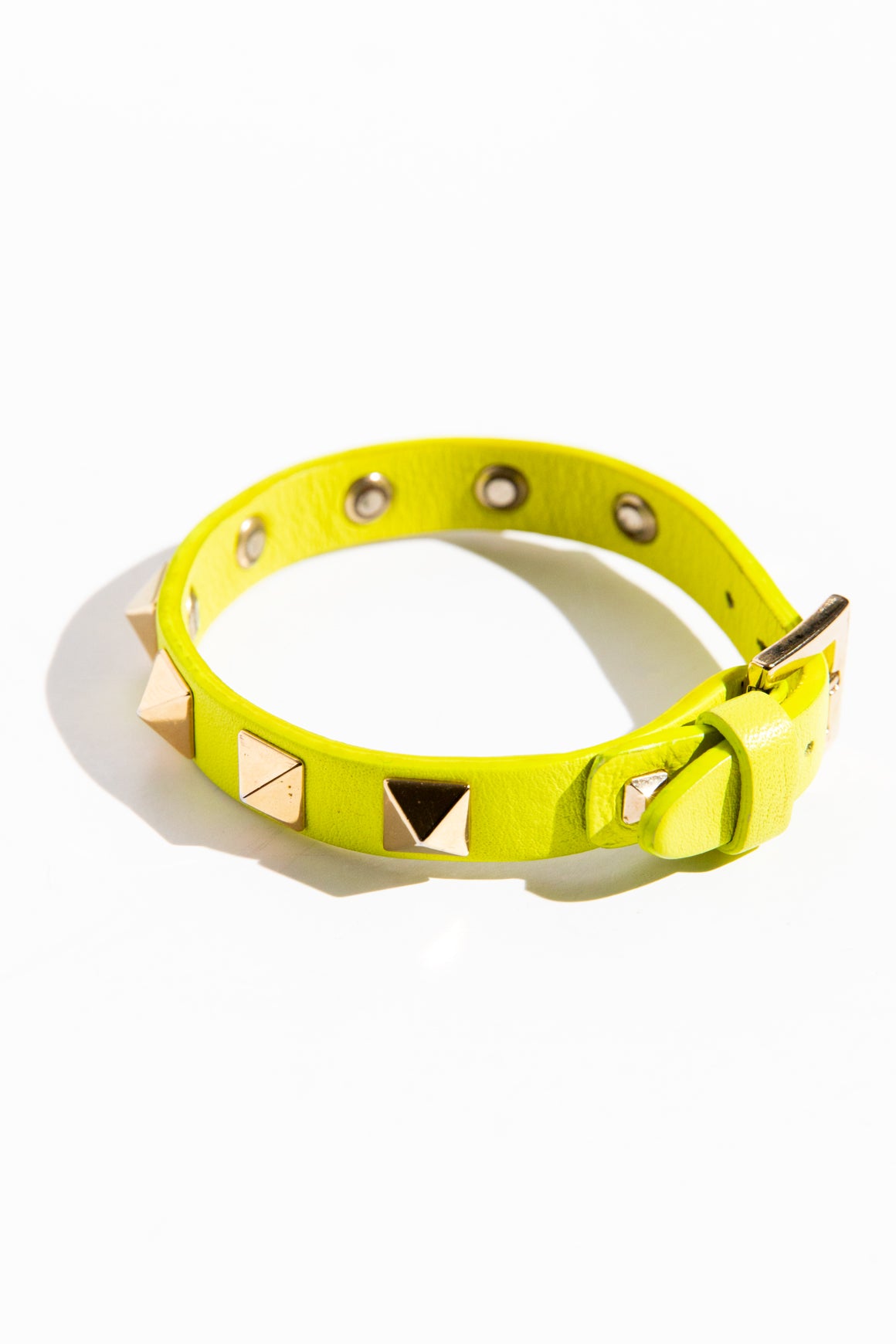 VALENTINO Yellow Rockstud Leather Bracelet
