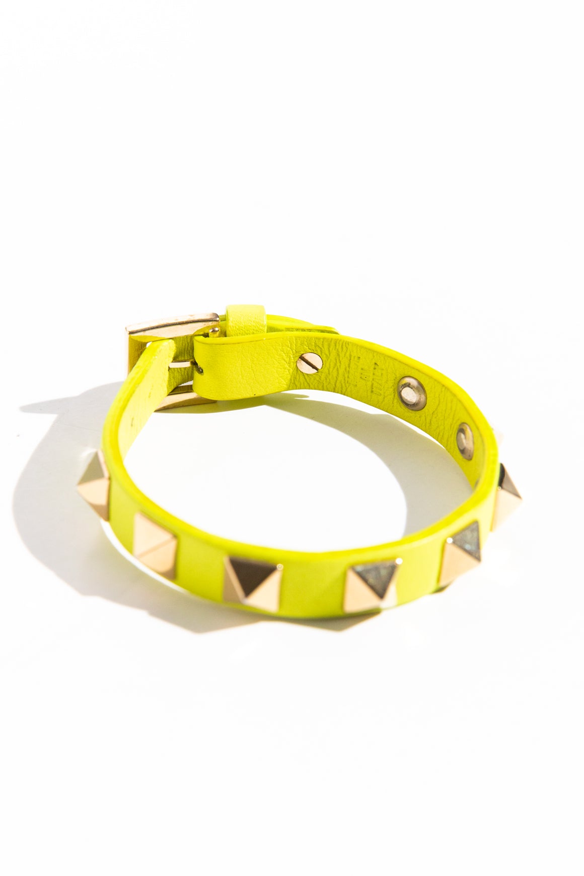 VALENTINO Yellow Rockstud Leather Bracelet