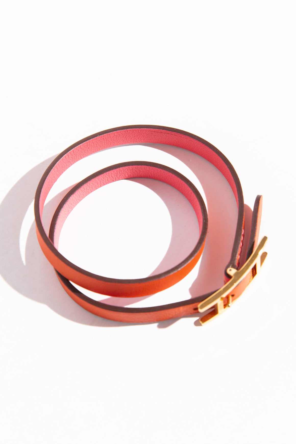 HERMES Orange + Pink Behapi Double Tour Bracelet