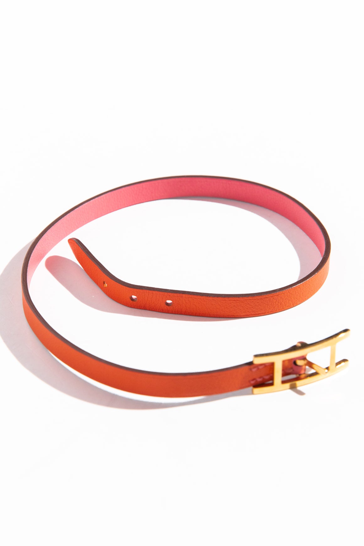 HERMES Orange + Pink Behapi Double Tour Bracelet