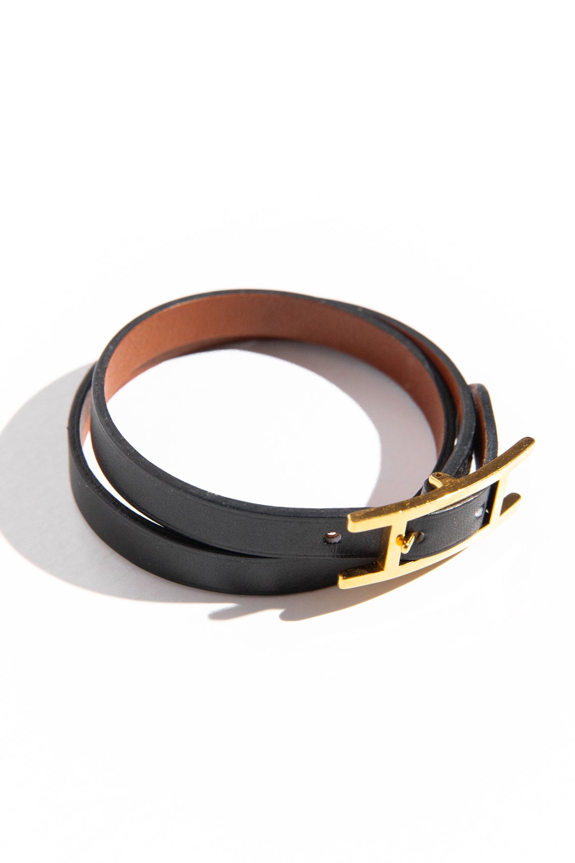HERMES Brown + Black Behapi Double Tour Bracelet