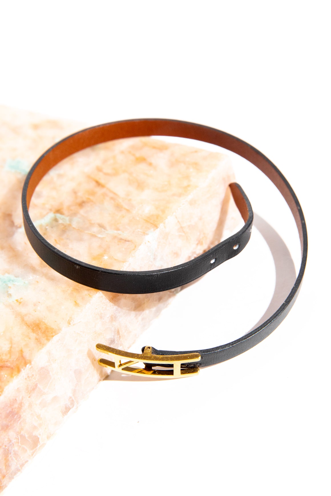 HERMES Brown + Black Behapi Double Tour Bracelet